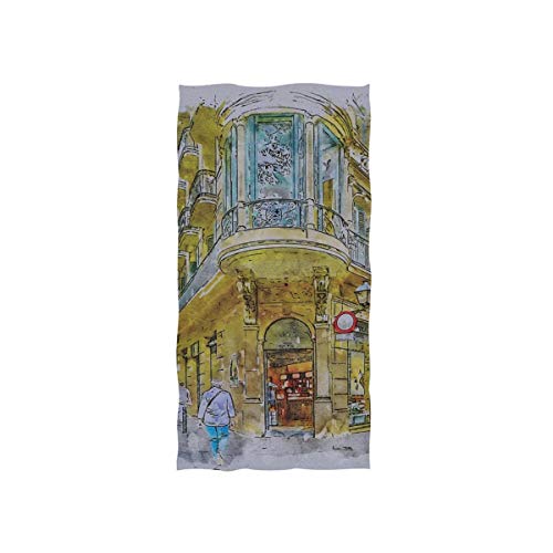 Zaqiwa Mini Hand Towels for Kids Barcelona Street Gothic Quarter Spain Architecture Soft Towel Fingertip Hand Towel for Baby Bathroom Shower Wrap Gym Sport 30x15 Inch Hand Towel for Men