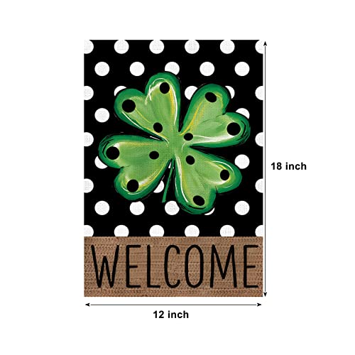 Homfreest Welcome St Patricks Day Garden Flag 12X18 Inch Vertical Double Sided Green Shamrock Clover Polka Dot Yard Flag Outside Small Holiday Yard Decor House Decorations For Porch Patio #TOP2
