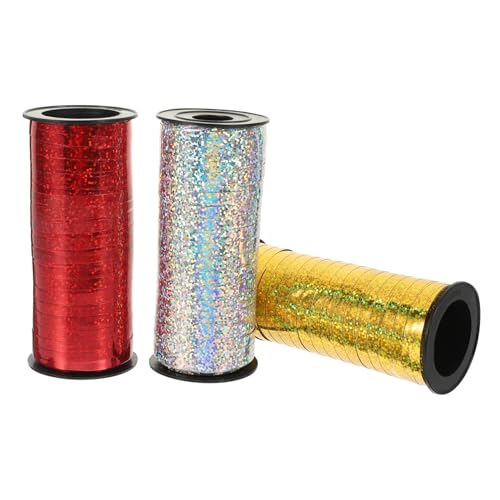 Healvian 3rouleaux Ruban Pour Ballon Attache Pour Ballon Ficelle Pour Ruban Pour Ficelle Pour Cadeau Mètres Par Rouleau Doré Argenté Rouge