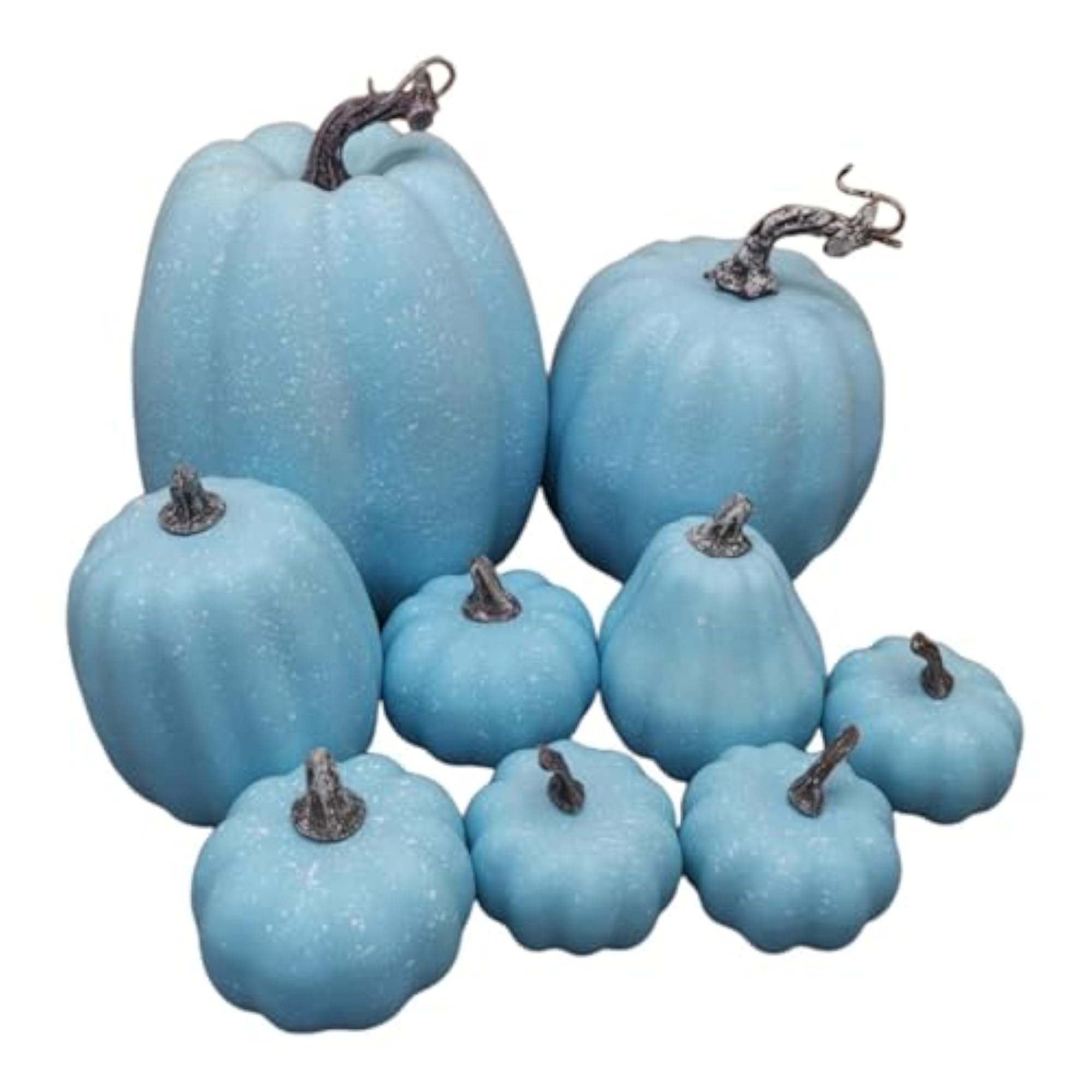 9Pcs Artificial Pumpkins Thanksgiving Tabletop Decorative Home Foam Pumpkins Blue