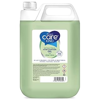 70% Hand Sanitiser Gel 5 Litre - with Aloe Vera Extract - Antibacterial Hand sanitizer gel made with Medical Grade Alcohol, Kills Viruses & 99.999% of bacteria. Bulk 5ltr refill (Aloe Vera)