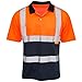 Price comparison product image shelikes Mens Hi Vis VIZ Visibility Polo Contrast 2 Two Tone Workwear Tshirt Tee Top [Orange 209 M]