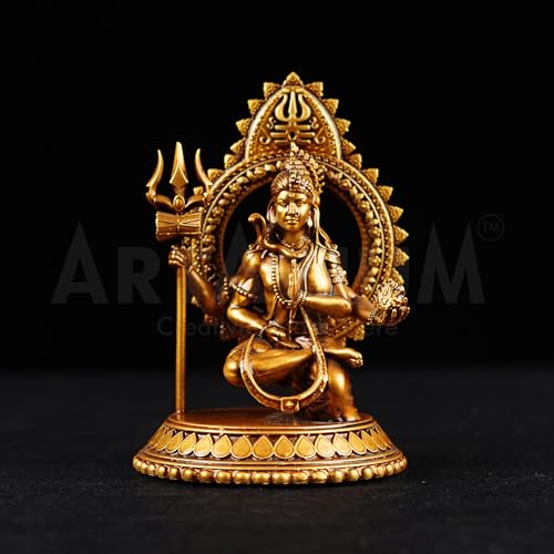 Image of Artarium Resin Ardhanarishvara Idol Ardhnarishwar Statue Shiv Parvati Idol Shiv Parvati Double Avatar Statue for Car Dashboard and Home Decor Showpiece (Ardhanarishvara Antique 3.93 Inch)
