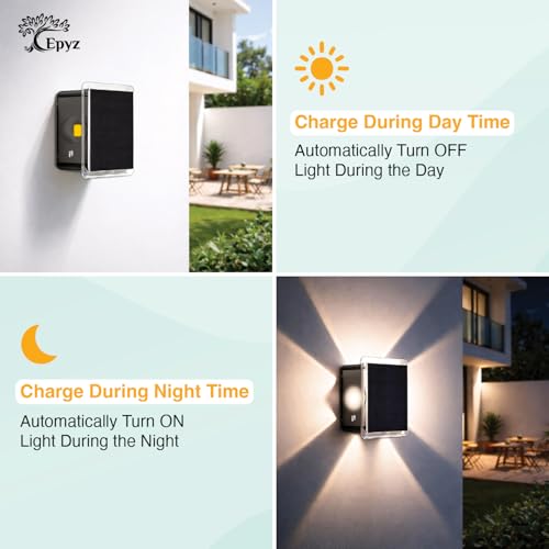 Image of Epyz Solar Wall Light Outdoor 4 Side Waterproof Garden Decoration Wall Lamps Step Small Night Lamp Garden Lighting Fence Courtyard Decor 4 LED [ Multicolor, Pack of 4 ]