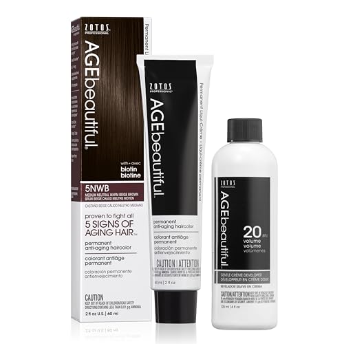 Image of AGE beautiful Permanent Hair Color Cream, 100% Gray Coverage Hair Dye with Biotin Anti-Aging Formula for Fuller, Thicker Hair, Professional Salon Quality