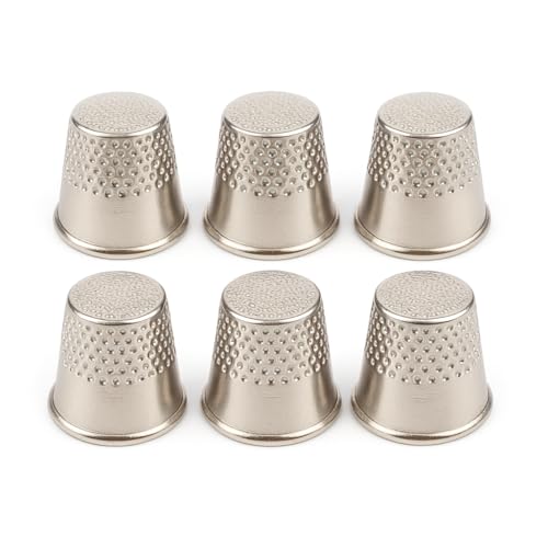 UMTMedia® 6 X Metal Thimbles - Finger Sewing Grip Shield Protector for Pin Needle Large
