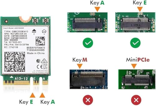 Image of AX 210 NGW Wireless Adapter Card for Desktop,Laptop | Bluetooth 5.3 Tri Band 5400Mbps Supports Windows 10 /11 (64bit) M.2 / NGFF
