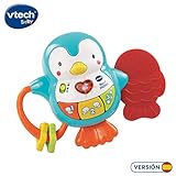 VTech - Tino el pingüino, Juguete para bebé, mordedor y sonajero interactivo con actividades para descubrir los animales, números, colores y divertidas canciones