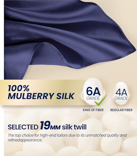 Image of Selected Hanky 100% Pure Silk Pocket Square for Men | 100% Mulberry Silk with hand-rolled edges; pairs with a suit, blazer, or tuxedo for weddings, formal events, and daily wear.