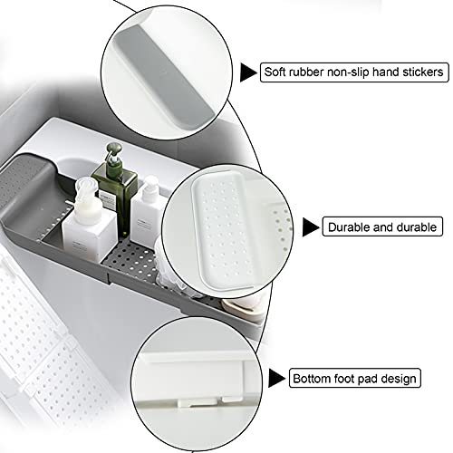 2 Pack Bathtub Tray Expandable Bath Tray Caddy For Bathtub, Laszola Adjustable Bath Tub Tray Table Non-Slip Bath Shelf Caddy Multifunctional Plastic Bathtub Storage Rack For Book Wine (Grey+White) #TOP2