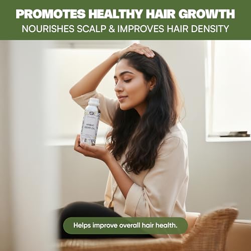 Image of VedaOils Wheat Germ Oil 100ml | 100% Cold Pressed Pure Natural Wheat Germ Oil for Skin & Hair Growth | Anti-Hairfall, Promotes Hair Growth, Softness & Shine