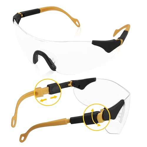 HURRICANE UV400 Safety Glasses, Clear Lens, Lightweight with Anti-Fog & Anti-Scratch Coating, Adjustable Nylon Frame & Flexible Temples for Work, Lab, Construction, Workshop - ANSI Z87.1 Certified