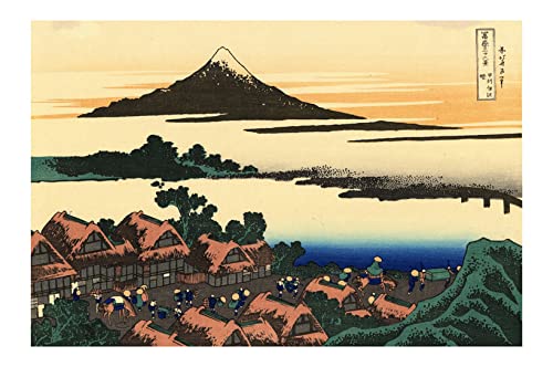 Estampe Hokusai Dawn at Isawa affiche encadrée finition semi-brillante