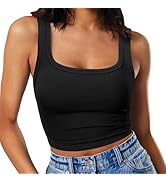 RIROW Womens Sleeveless Fitted Tank Top 2024 New Square Neck Ribbed Basic Tee XS-XL