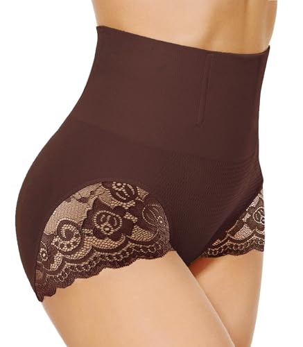Image of SURE YOU LIKE Shapewear for Women Tummy Control Middle Waist Body Shaper for Women Underwear Slimming Shapewear Seamless Lace Tucking Shorts Brown