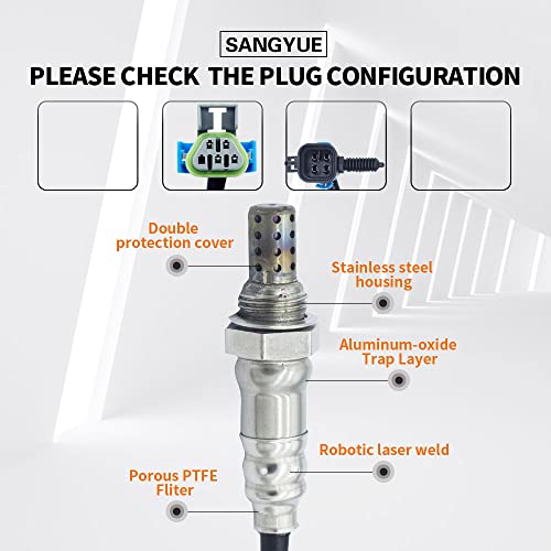 Sangyue Oxygen O2 02 Sensor 1 & 2 for 2010 2011 2012 2013 2014 Chevrolet Chevy Equinox 2.4L GMC Terrain 2.4L Upstream + Downstream 2PCS