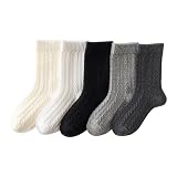 キッズ ソックス 子供 靴下 5足セット 無地 16-22cm クルーソックス 5タイプ キッズ靴下 女の子 ベビー 保育園 幼稚園 小学生 女児用 (JP, アルファベット, L, モノトーンセットA)