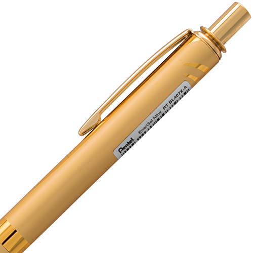 Image of Pentel EnerGel Alloy Retractable Gel Pen, Gold Barrel, Black Ink, Includes Gif Box (BL407XABX)