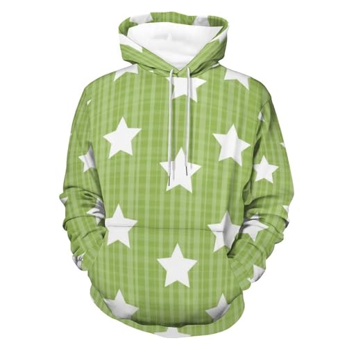 Sweats à capuche vert étoilé couleur unique pull manche longue coupe moderne unisexe S