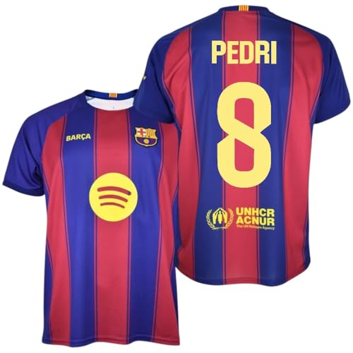 F.CBarcelona - Camiseta Pedri 8 | Réplica Oficial Primera equipación | Diseño azulgrana con Escudo y patrocinadores | Tejido Transpirable Deportiva y Visual (FR/ES, Letras, L, Regular, Regular)