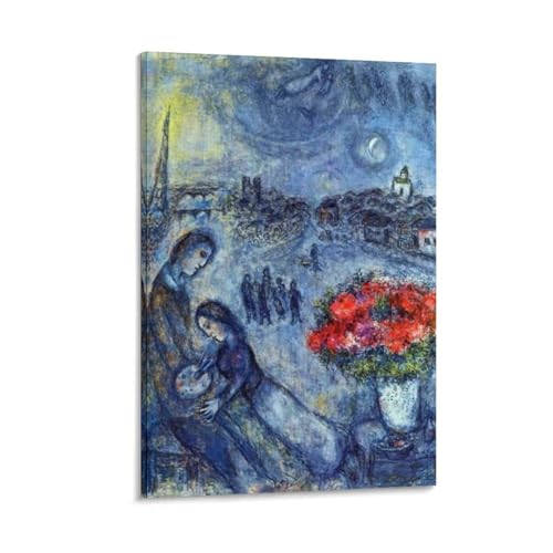 Poster Marc Chagall jeunes mariés à Paris toile 40x60 cm