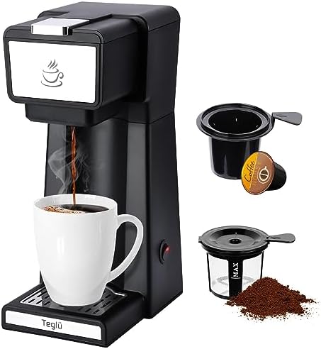 Teglu Upgraded Single Serve Coffee Maker 2 in 1 for K Cup Pods & Ground Coffee, Mini K Cup Coffee Machine 6-14 oz, One Cup Coffee Brewer with One-Bouton Fast Brewing, Reusable Filter, CM-206SB Teglu Upgraded Single Serve Coffee Maker 2 in 1 for K Cup Pods & Ground Coffee, Mini K Cup Coffee Machine 6-14 oz, One Cup Coffee Brewer with One-Bouton Fast Brewing, Reusable Filter, CM-206SB