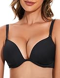 Upushall Sujetador push up con relleno y escote profundo que añade una copa, 75D (Talla del fabricante: 34D)