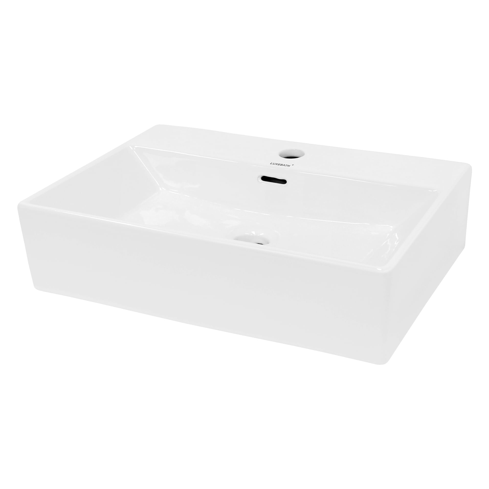 ECD Germany Vasque à Poser Lavabo Salle de Bain - en Céramique - Blanc - 515 x 360 x 130 mm - Lave-Mains Suspendu Vasque Salle de Bain Toilette - avec Trop-Plein et Trou de Robinet - Rectangulaire