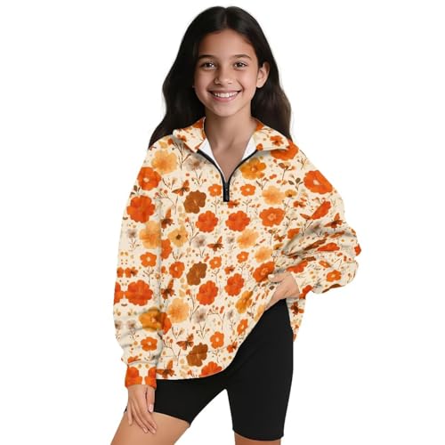 Sweatshirt décontracté enfants ample zippé pour fille active