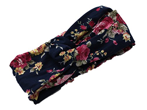 DreamLily Women's Elastic Flower Printed Turban Headwrap Knotted Soft Twisted Headband (11#)