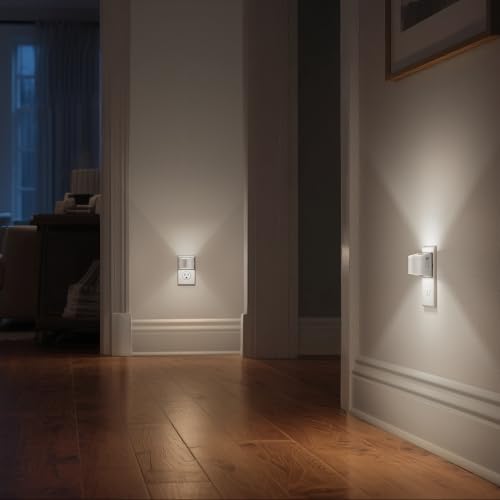 Image of DORESshop LED Night Light[4 Pack], Night Lights Plug into Wall, 3 Level Brightness Adjustable Plug in Night Light, Dusk to Dawn Sensor Nightlights for Adults,Bedroom,Bathroom,Hallway, 5000K