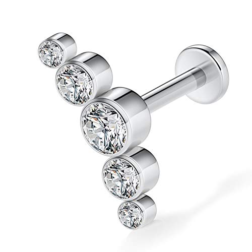 hengkaixuan 16G G23 Titan Flat Back Labret Studs vnitřní závit rtů Studs Tragus Piercing Monroe Medúza piercing do rtů stříbrná lobe chrupavka Conch náušnice šperk, kov