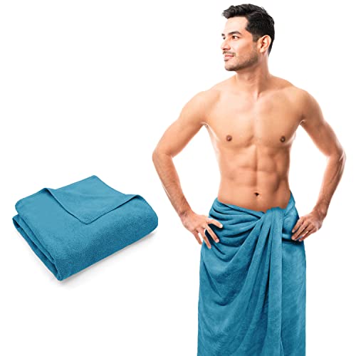Image of Sassoon Venir Microfiber 1 Piece Men Bath Towel 450 GSM (80x160cm, Peacock Color) Ultra Soft Material, Towel for Daily use