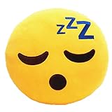 LI&HI 32cm Emoji Smiley Emoticon Yellow Round Cushion Pillow Stuffed Plush Soft Toy (Sleepling)