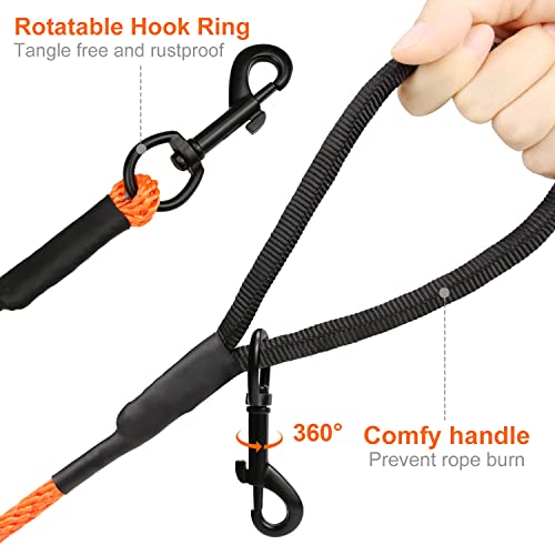 Joytale Reflektierend Schleppleine für Hunde, 10m Hundeleine mit Gepolsterten Griff und 2 Karabinerhaken, Nylon Lange Seil Trainingsleine für Welpen, Kleine Hunde, Orange