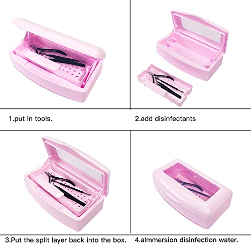Lxiangn Nail Art Tool Sterilizer Tray,Plastic Clean Sterilizing Box Storage Organizer For Nail,Tweezers,Hair Salon,Spa & Cutter Manicure Equipment (Pink) #TOP5