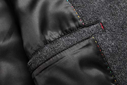 Image of Men's Premium Wool Blend Double Breasted Long Pea Coat