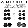 A-Focus [6 Pairs] Galaxy Buds FE Memory Foam & Silicone Ear Tips, Soft Replacement Comfortable Earbuds Eartips Gel Compatible with Samsung Galaxy Buds FE 2023 Release GBFE214532 Black