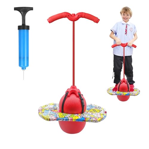 MeYuxg Pogo Stick für Kinder, Hüpfball Kinder mit Griff, 100 kg Tragfähigkeit, Hüpfstange für Kinder und Erwachsene, Sportgeräte für Gleichgewichtstraining, Sport, Abnehmen und Fettverbrennung(Rot)