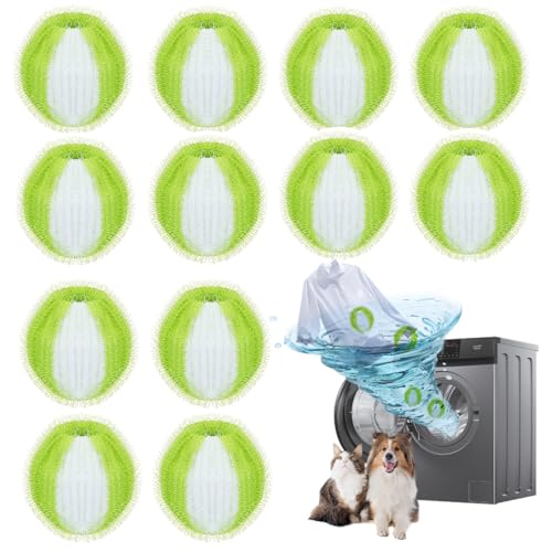 12 Stücke Tierhaarentferner Waschmaschine,Wiederverwendbar Fusselbälle Waschmaschine,Haarfänger Flusensiebe,Effektiver Fusselball Und Fusselfänger,Zur Entfernung Von Tierhaaren