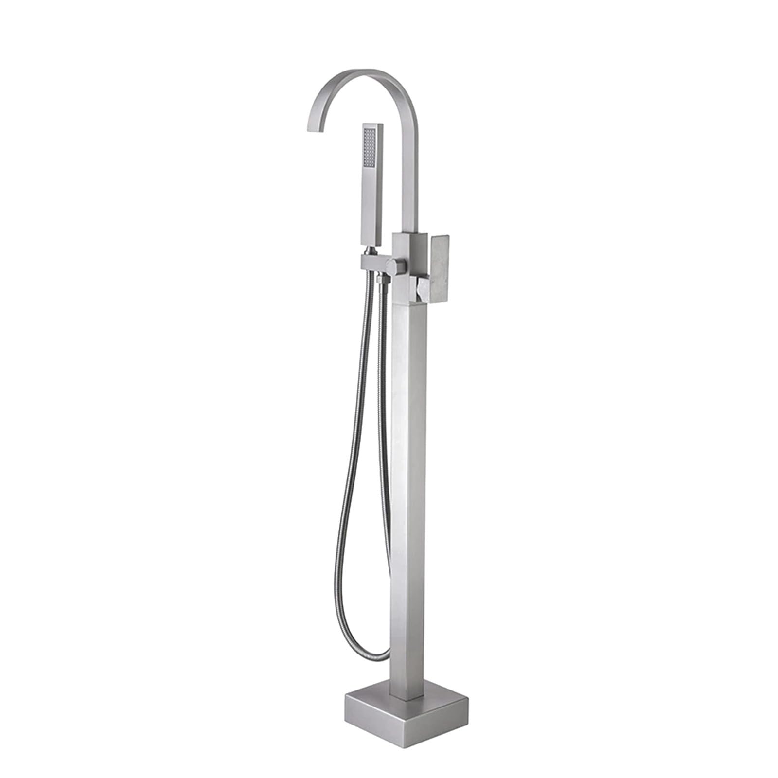 Rubinetto per Vasca da Bagno autoportante con doccetta a Mano e Controllo della Temperatura, Elegante Design Argento per l'arredamento del Bagno, Moderno e Rubinetto dell'Acqua.