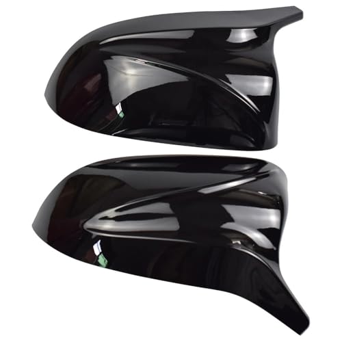 NKNKN Auto Car Rear View Side Mirror Cover Trim for BMW X3 G01 X4 G02 X5 G05 X6 G06 X7 G07 2018-2020 Carbon Fiber Style(Black-Bright Black)