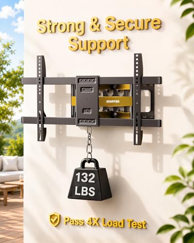 Image of monTEK Outdoor TV Mount for 37-86 Inch TVs, Weatherproof Full Motion TV Wall Mount, 96H Salt Spray Tested with Stainless Steel Hardware, Anti-Rust TV Bracket for Patio & Gazebo, Holds 132 lbs