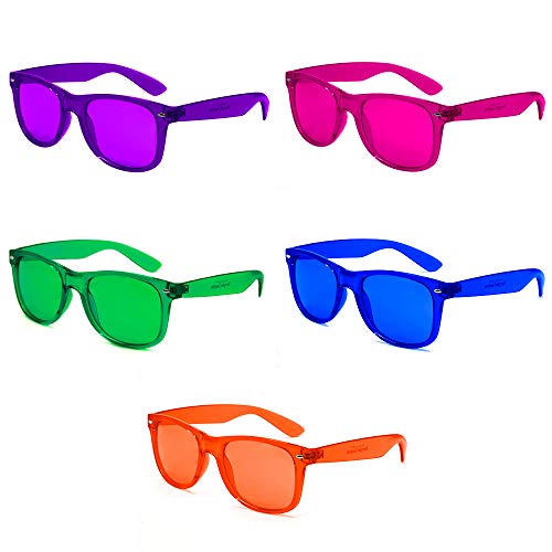Color Therapy Glasses 10 Pack for Chakra Healing, Chromotherapy, and Mood