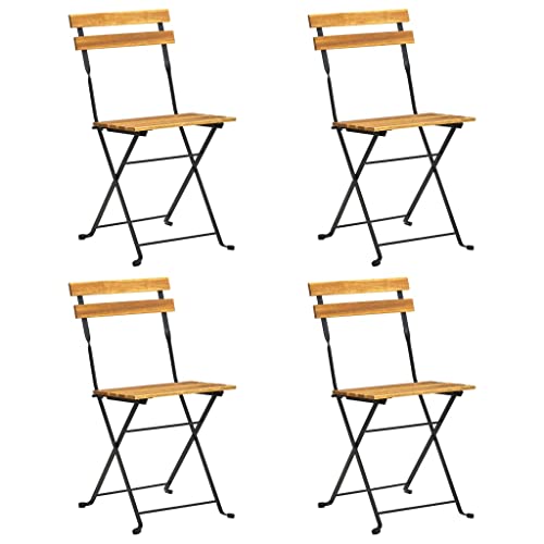 vidaXL 4X Bois d'Acacia Massif Chaises de Bistro Pliables Chaises de Jardin Chaises de Salle à Manger Sièges d'Extérieur Patio Terrasse
