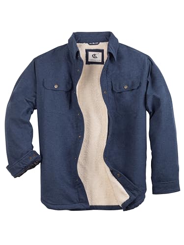 Image of COEVALS CLUB Men's Flannel Shacket Casual Button Snap Sherpa Quilted Lined Premium Jacket Shirts