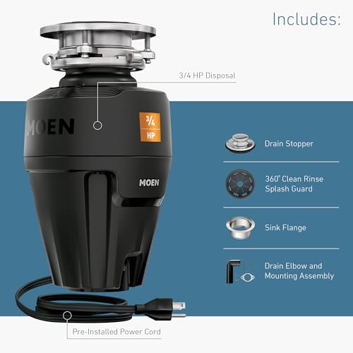Moen Black EX Series Host Series 3/4 Horsepower Improved Installation Garbage Disposal, EX75C thumbnail 8