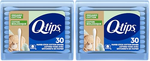 Image of Q-tips Organic Cotton Swabs Travel Size Toiletries, for Baby, Beauty and First Aid, 100% Organic Cotton, 30 Count​ (Pack of 2)