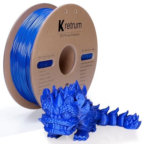 Kretrum Filamento per stampante 3D, filamento PLA blu 1,75 mm, precisione di misurazione +/- 0,02 mm, bobina da 1 kg, filamento PLA da 1,75 mm, adatto per la maggior parte dei blu