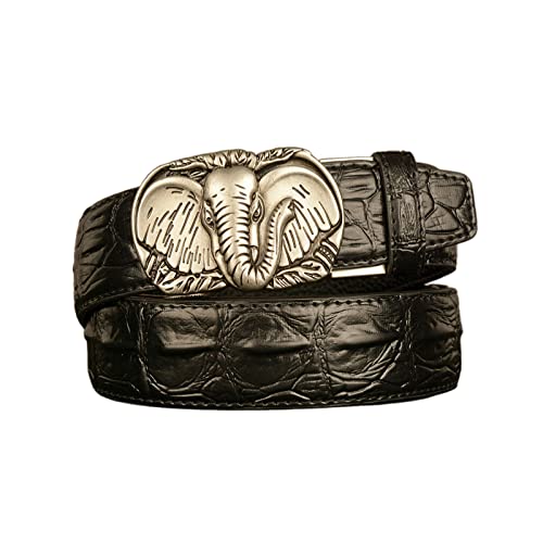 Belt Men,Men Ratchet Belts Look with Oval Carved Elephant Heads Automatic Buckle Waist Strap